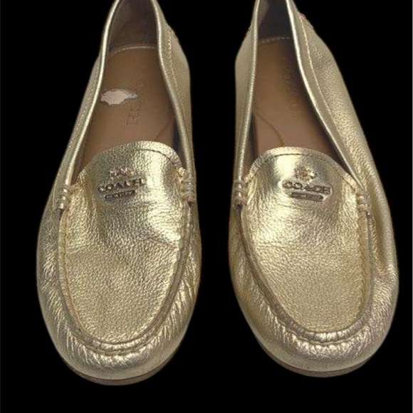 Coach Gold Metallic Flats with Moccasin Design - Picture 1 of 6